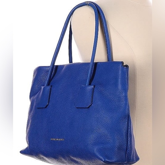 🔥AUTHENTIC 🔥BURBERRY 🔥BLUE🔥 LEATHER 🔥TOTE🔥 - Picture 1 of 16